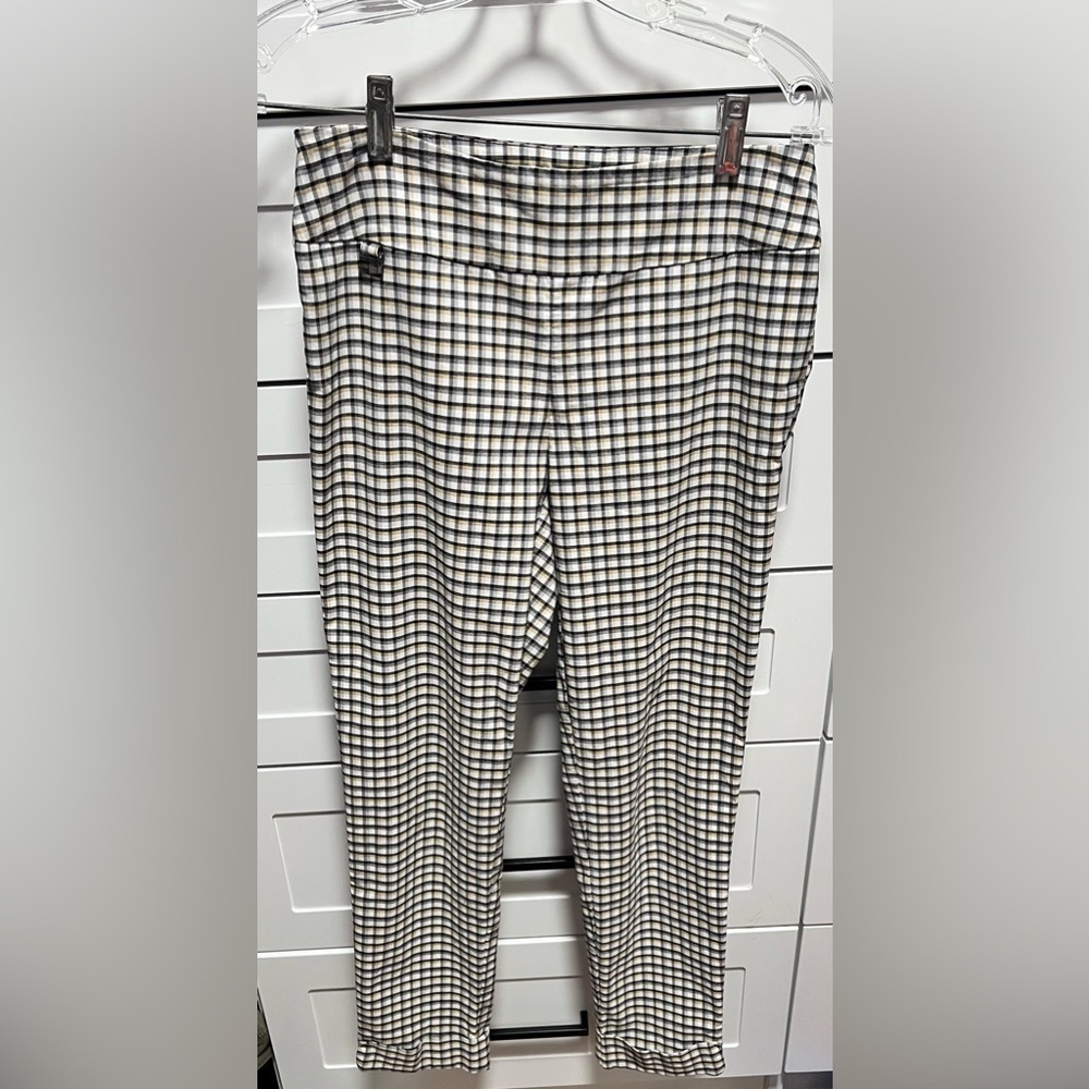 Lisette L Montréal Black & Brown Plaid Stretchy Casual Pants Size 4